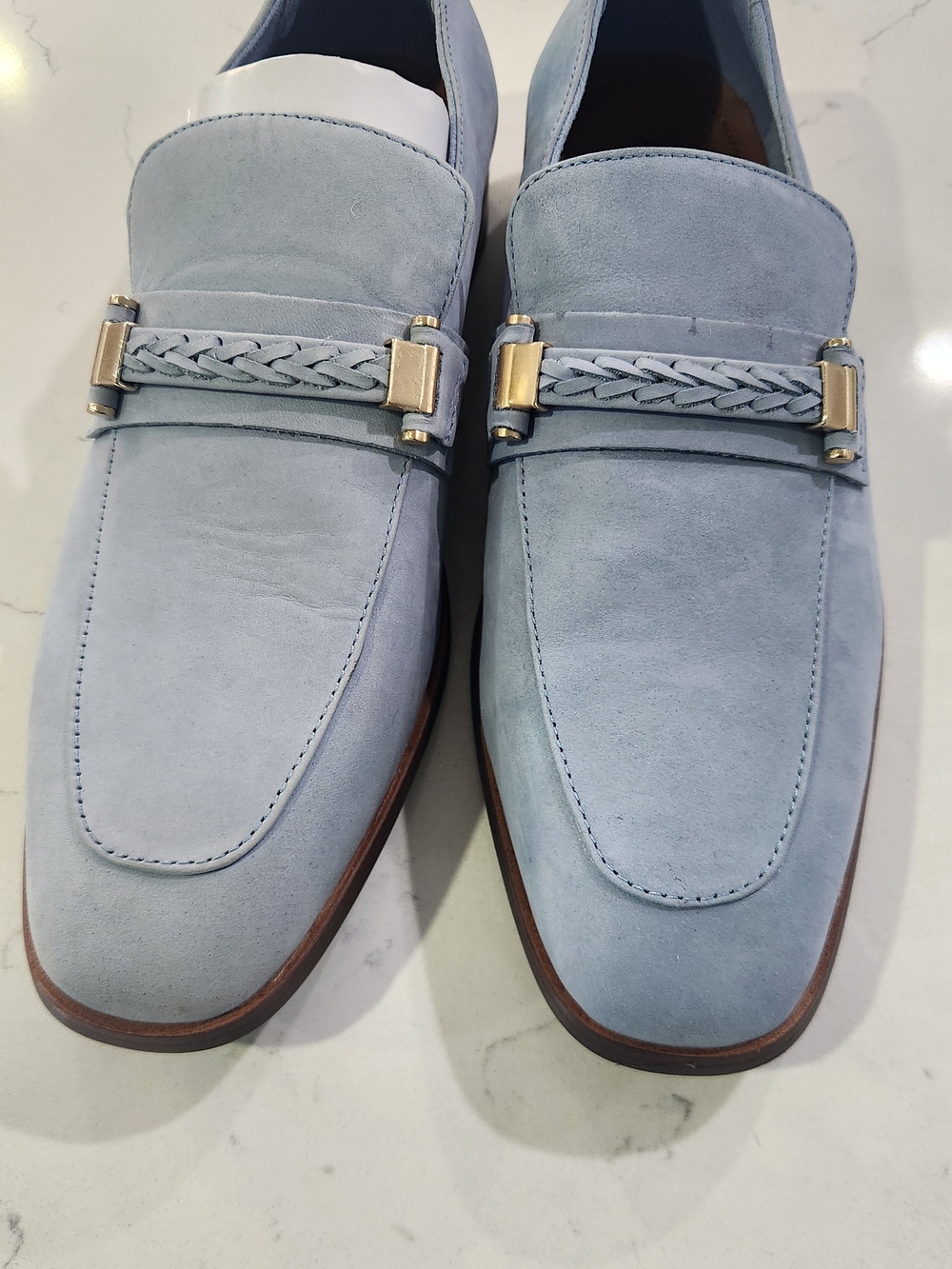 Aldo Light Blue Suede Braided Bit Loafers